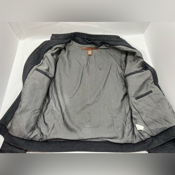 Perry Ellis Men Wool Blend Coat Jacket Lined Small S Black Charcoal Full Zipper - Picture 8 of 16